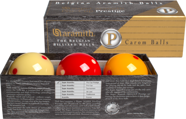 Super Aramith Pro-Cup Prestige Carom Set | Golden Break Billiards